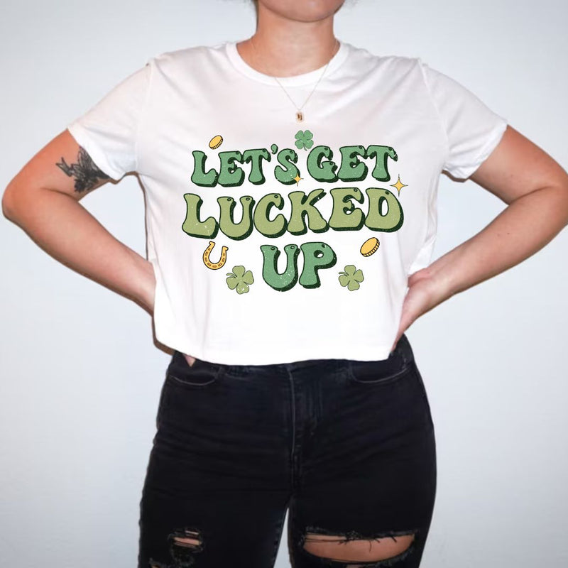 Let's Get Lucked Up Women's Flowy Cropped Tee