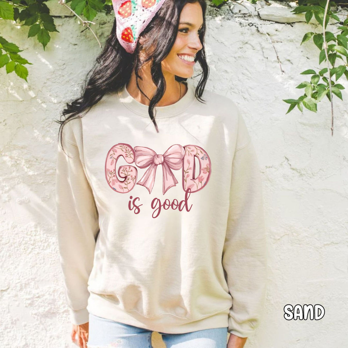 God is Good Pink Unisex Heavy Blend™ Crewneck Sweatshirt