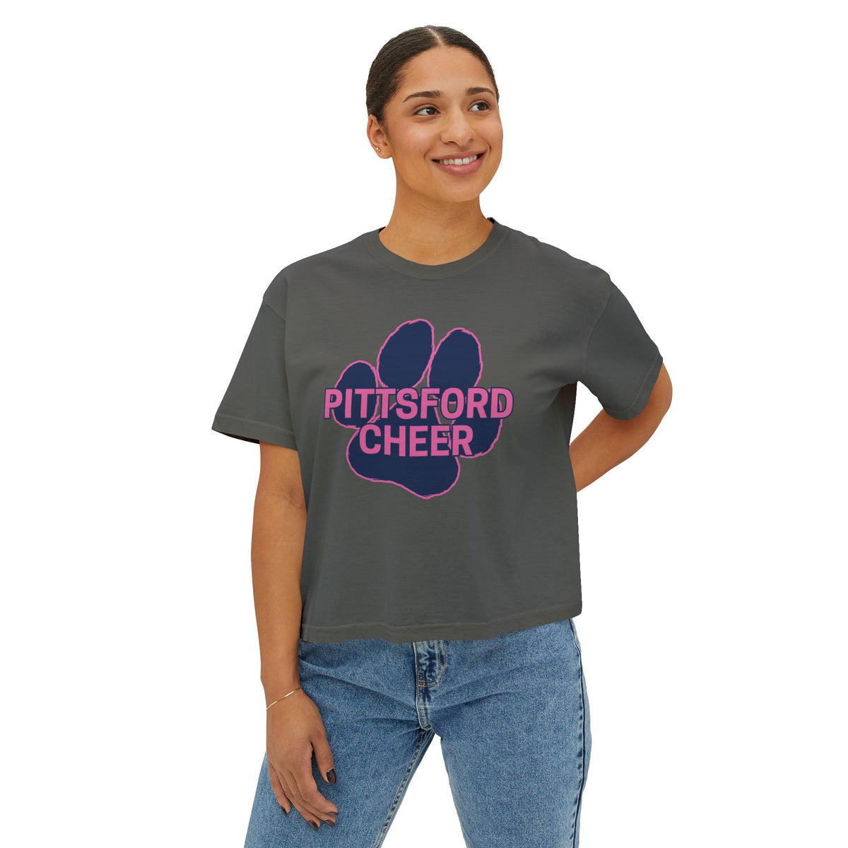 Pink Pittsford Cheer Women's Boxy Tee