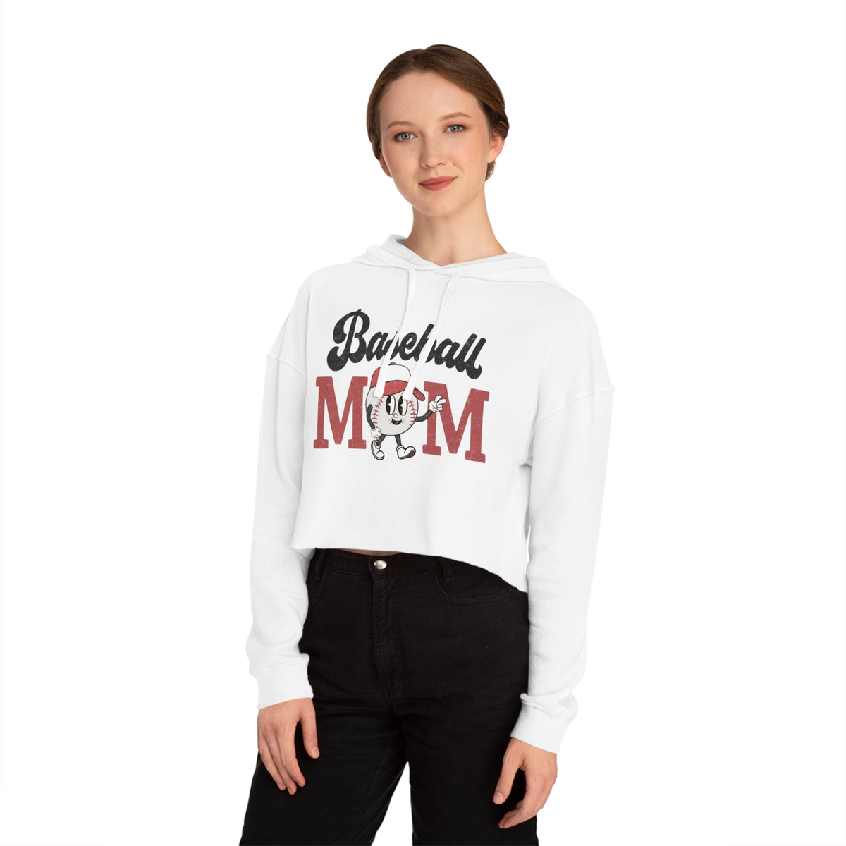 Baseball Mom Women’s Cropped Hooded Sweatshirt